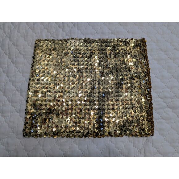 ✨ Vintage 70s Gold Sequin Tube Top Disco Party Crop Top - Picture 2 of 6